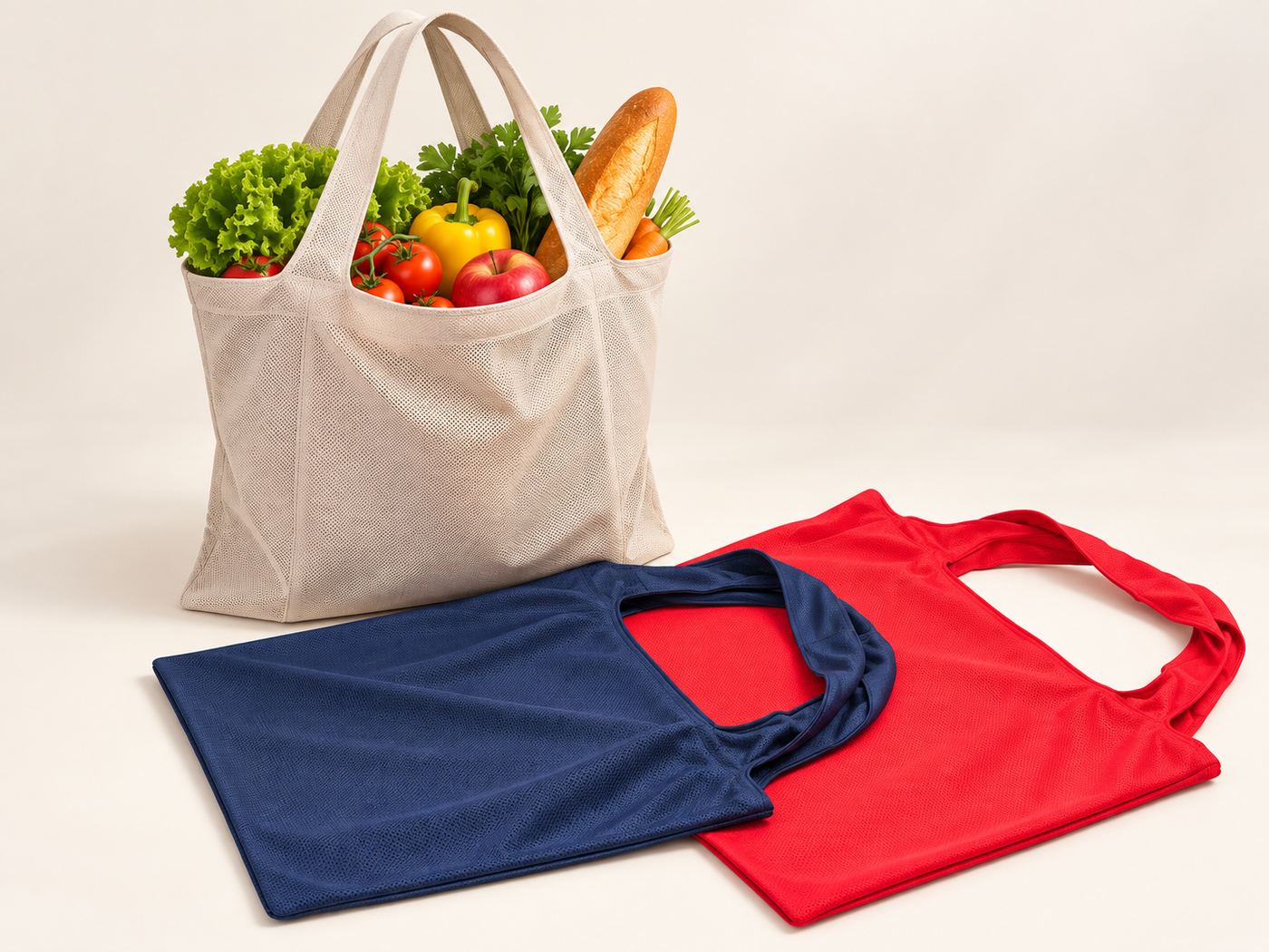 Bolsas reutilizables con compra fresca